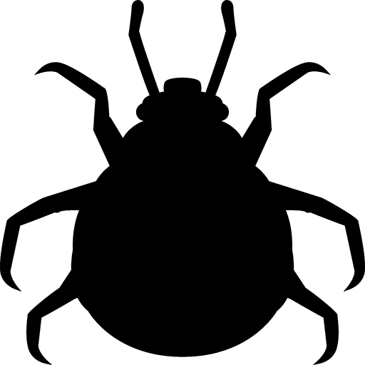 A silhouetted black bed bug icon