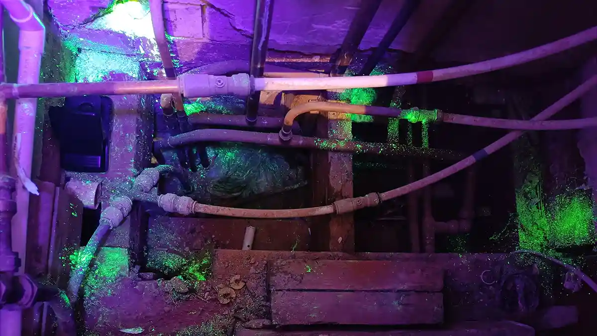 Rodent tracking dust under UV light